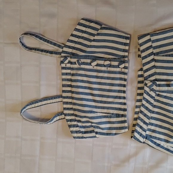 Striped Blue and White Two-Piece Set - Picture 2 of 10